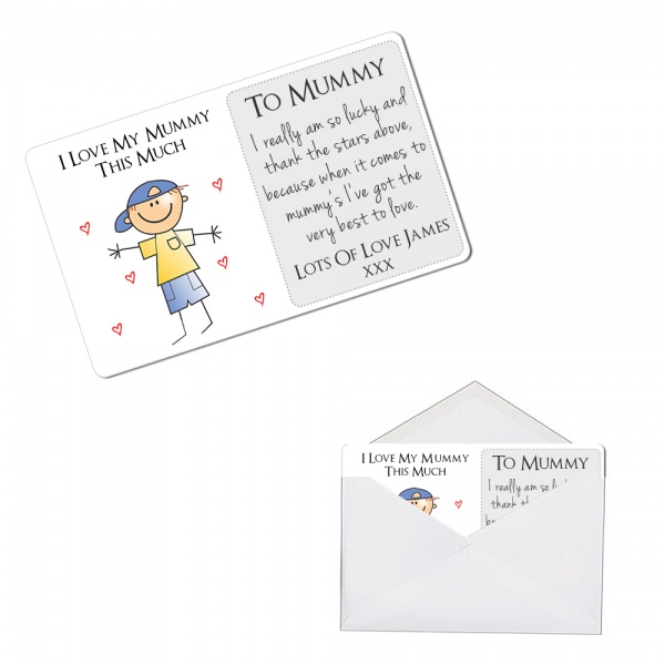 Personalised I Love My Mummy This Much Metal Wallet / Purse Sentimental Card